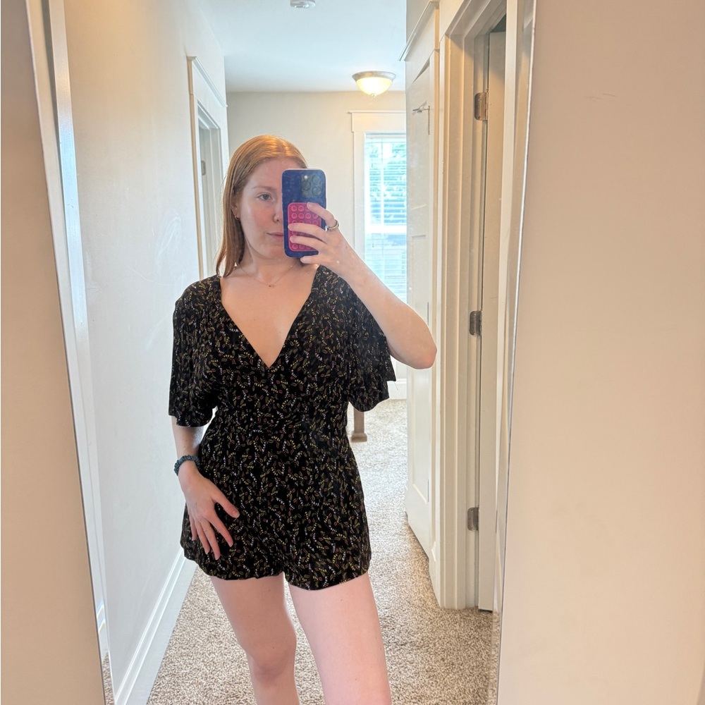 Free People Black Floral Romper